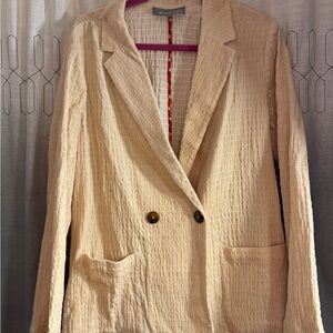 Daniel Rainn Anthropology Stasi Carlee Poetcore Textured Corduroy Cream Blazer